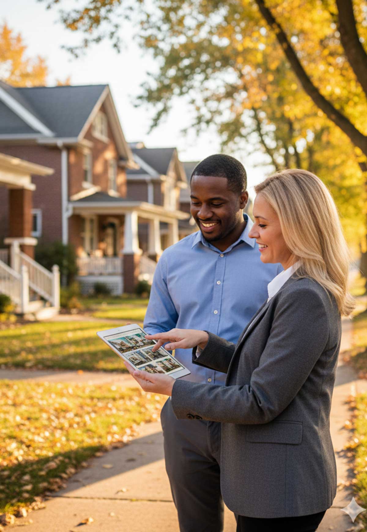 A realtor shows a property to a buyer.